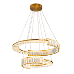 Светодиодная двухъярусная кольцевая люстра из хрусталя и стали и с пультом для регулировки света Maude Crystal Light варинант исполнения - 4 | Loft Concept в Рязани