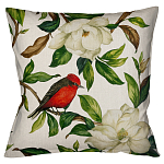 Декоративная подушка бежевая с изображением птиц и цветов Blooming Birds варинант исполнения - 1 | Loft Concept в Рязани