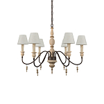 Люстра на металлическом основании с 6-ю белыми тканевыми абажурами Terrain варинант исполнения - 2 | Loft Concept в Рязани