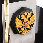 Настольный письменный набор из мрамора и змеевика с гербом России Marble Accessory варинант исполнения - 3 | Loft Concept в Рязани