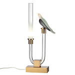 Настольная лампа с прозрачной трубкой и декоративной фигуркой птицы на бронзовой подставке Ganthea варинант исполнения - 2 | Loft Concept в Рязани