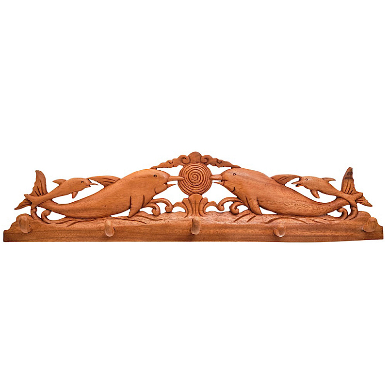 Панно-вешалка из дерева дельфины Panel With Animals Коричневый в Рязани | Loft Concept 