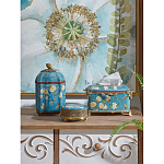 Салфетница прямоугольная голубого цвета с цветами и бабочками Blue Garden варинант исполнения - 2 | Loft Concept в Рязани