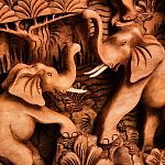 Панно из дерева пять слонов Panel With Animals варинант исполнения - 4 | Loft Concept в Рязани