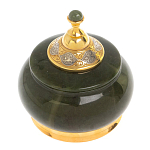 Икорница с крышкой с гравировкой из натурального камня Нефрит Decorative Cavair Dishes варинант исполнения - 4 | Loft Concept в Рязани