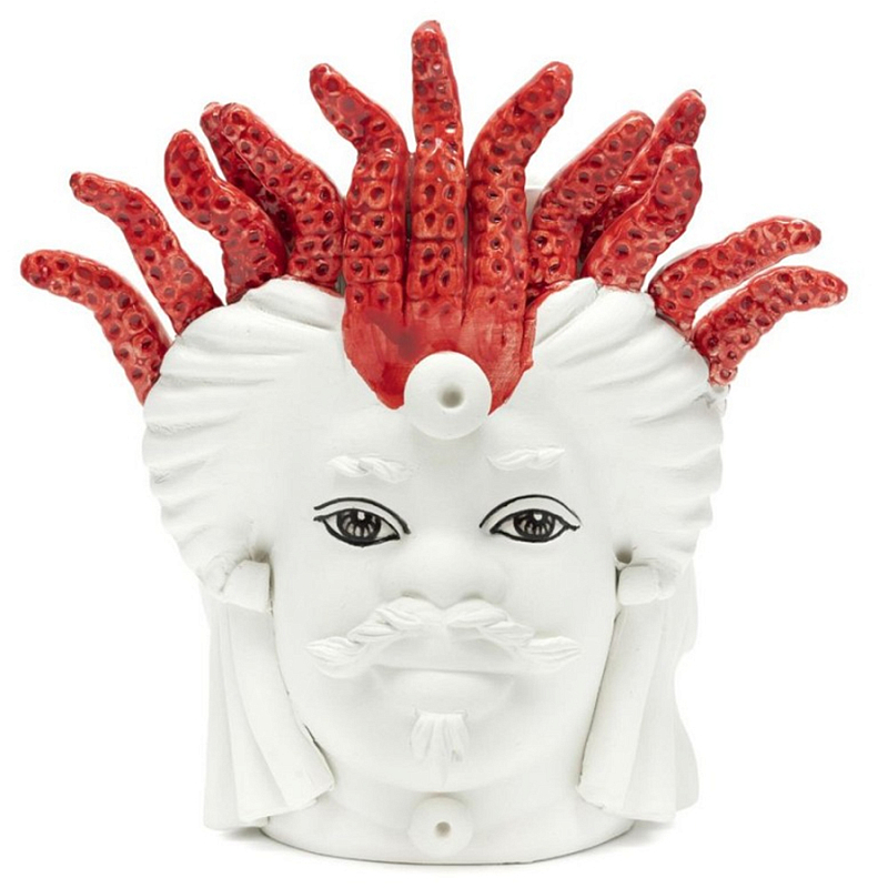 Ваза Vase Moro Man Small White Medusa Red Белый Красный Ваза Vase Moro Man Small White Medusa Red Белый Красный в Рязани | Loft Concept