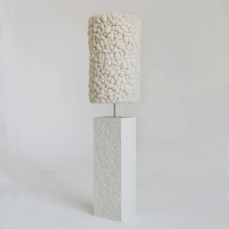 Торшер белый с вязаным абажуром Woolen Floor Lamp Белый Торшер белый с вязаным абажуром Woolen Floor Lamp Белый в Рязани | Loft Concept