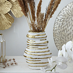 Ваза белая с рельефной поверхностью и золотыми полосами Vase Beehive варинант исполнения - 5 | Loft Concept в Рязани