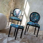Полукресло из массива бука бирюзовое с изображением птиц и цветов Turquoise Chinoiserie Garden Chair варинант исполнения - 7 | Loft Concept в Рязани