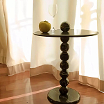 Дизайнерский журнальный стол с основанием в виде черных мраморных бусин Mybimus варинант исполнения - 1 | Loft Concept в Рязани