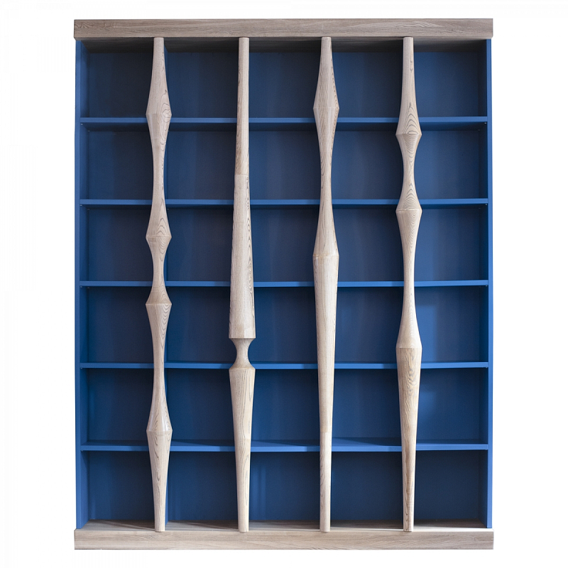 Стеллаж Oak Columns & Blue Светлый дуб Синий Стеллаж Oak Columns & Blue Светлый дуб Синий в Рязани | Loft Concept