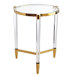 Золотой приставной столик с круглой стеклянной столешницей Weightless Table варинант исполнения - 3 | Loft Concept в Рязани