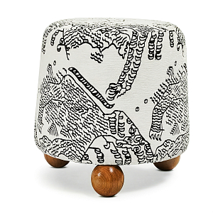 Пуф Wakonda с Круглыми ножками Черно-Белый орнамент