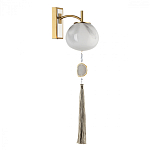 Бра с шарообразным плафоном из белого стекла с подвеской из камня Agatelle варинант исполнения - 1 | Loft Concept в Рязани