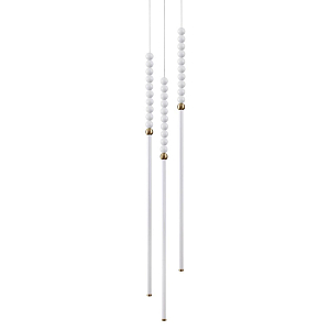 Подвесной светильник с 3-мя вертикальными плафонами и белыми шариками PEARLS Suspension