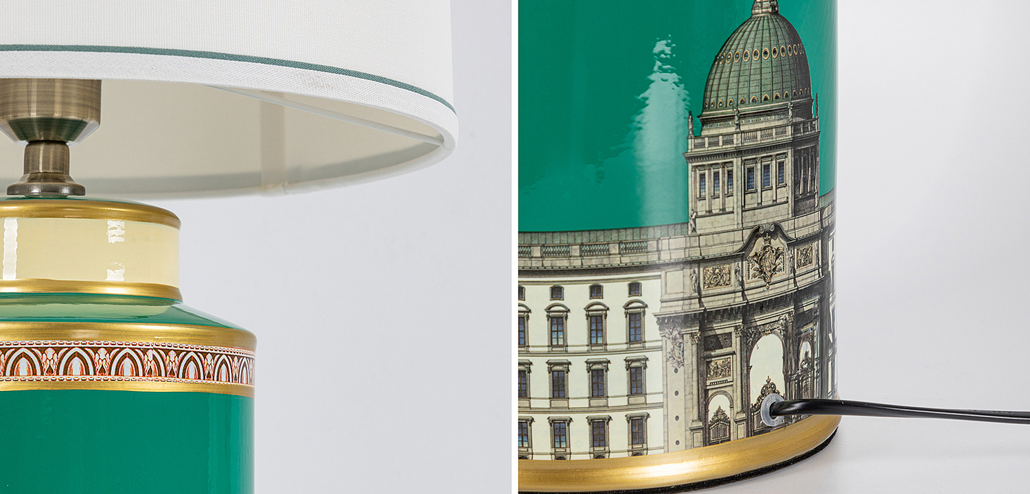 Настольная лампа Old Town Green Lampshade Настольная лампа Old Town Green Lampshade - Loft-Concept в Рязани