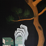 Обои ручная роспись The Art of Learning and Steps for the Flowers by Teo Yang Original colourway on Pitch dyed silk варинант исполнения - 2 | Loft Concept в Рязани