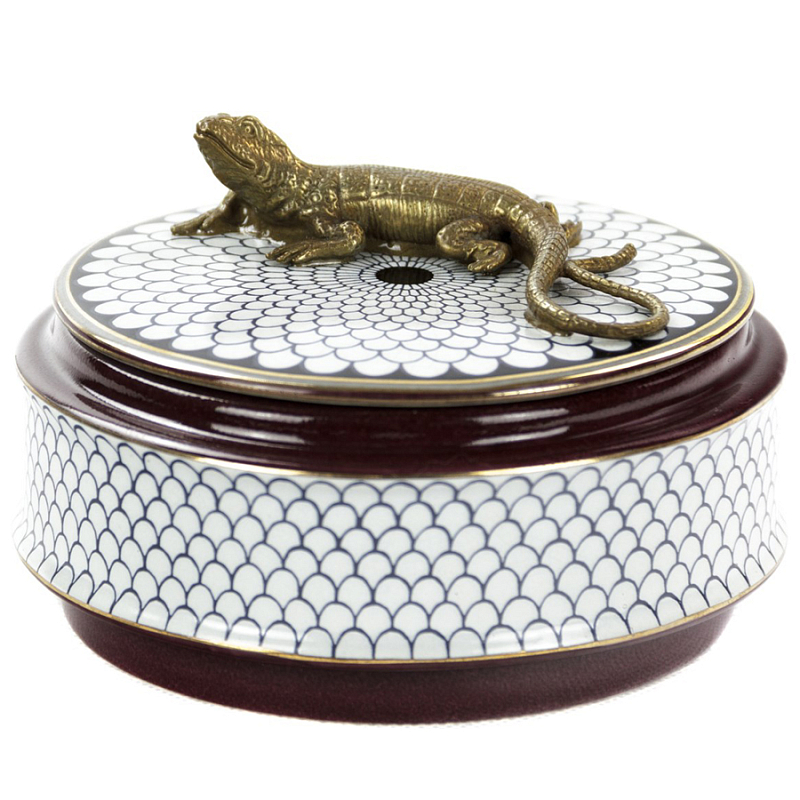 Шкатулка Box Bronze Lizard Белый Бронза Коричневый Шкатулка Box Bronze Lizard Белый Бронза Коричневый в Рязани | Loft Concept