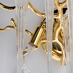 Бра золотого цвета с разветвленными ветвями и длинными прозрачными подвесками в форме стеклянных сосулек Droplet Chandelier варинант исполнения - 6 | Loft Concept в Рязани