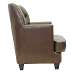 Кресло кожаное c мягкими подлокотниками на 4-х деревянных ножках из массива березы Joseph Armchair brown варинант исполнения - 1 | Loft Concept в Рязани