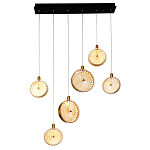 Подвесной светильник с плафонами из рельефного стекла Peony Glass Bronze Six варинант исполнения - 2 | Loft Concept в Рязани