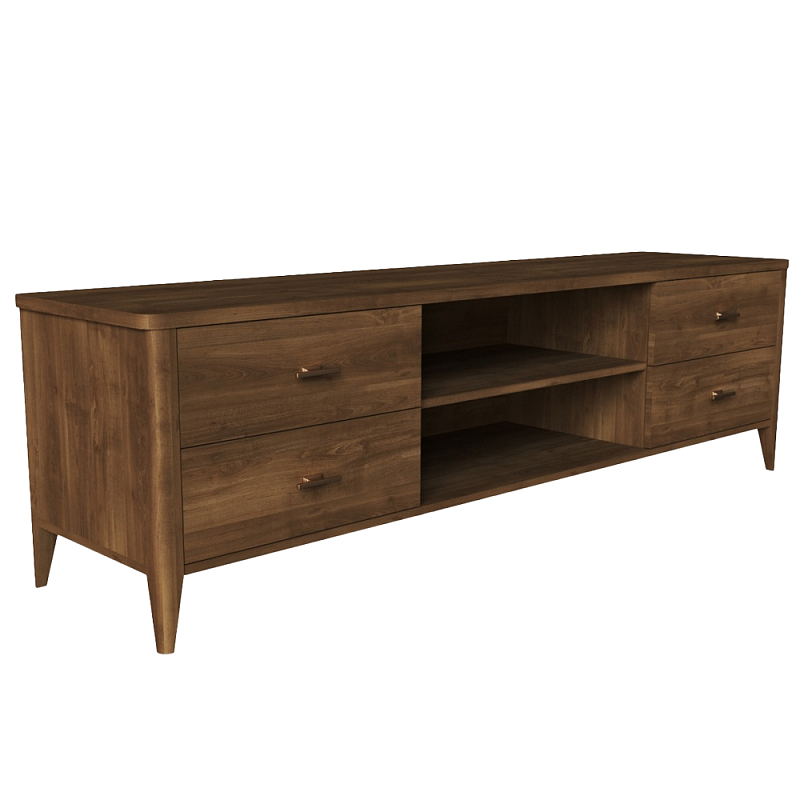 ТВ-тумба с 4-мя ящиками и полками из массива бука Tasteful Furniture Коричневый ТВ-тумба с 4-мя ящиками и полками из массива бука Tasteful Furniture Коричневый в Рязани | Loft Concept