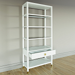 Стеллаж Elsa Dreams White со стеклянными полками и ящиком варинант исполнения - 3 | Loft Concept в Рязани