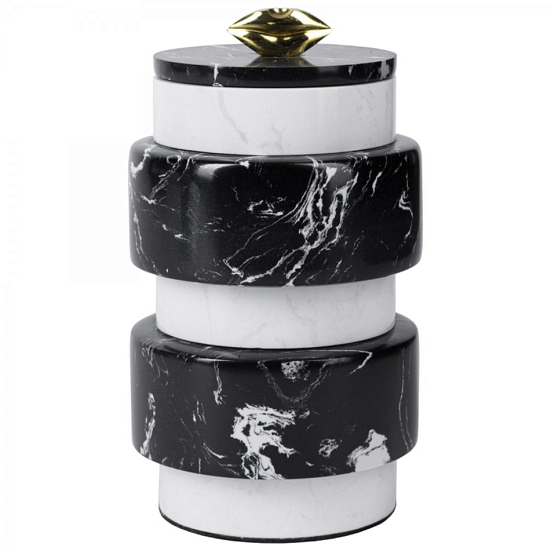 Kelly Wearstler LARGE MELANGE JAR Белый Черный Глянцевое золото Kelly Wearstler LARGE MELANGE JAR Белый Черный Глянцевое золото в Рязани | Loft Concept
