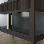 Витрина Primo со стеклянными фасадами и 2 ящиками Темный орех варинант исполнения - 3 | Loft Concept в Рязани