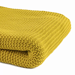 Плед из хлопка жемчужной вязки горчичного цвета Waffle Comfort варинант исполнения - 2 | Loft Concept в Рязани