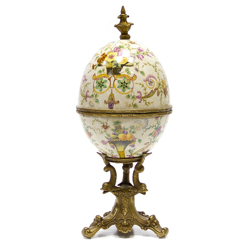 Шкатулка Egg Box Floral Motifs Бежевый Бронза Шкатулка Egg Box Floral Motifs Бежевый Бронза в Рязани | Loft Concept