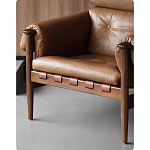 Кресло с деревянным каркасом и обивкой из натуральной кожи Medieval Furniture варинант исполнения - 4 | Loft Concept в Рязани