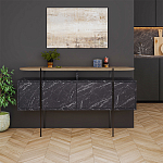 Комод с цветом фасада черный мрамор с деревянной столешницей на металлических ножках HANLEY CONSOLE HITIT BENDIR варинант исполнения - 1 | Loft Concept в Рязани