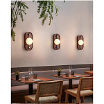 Настенный светильник овальный с деревянным основанием Wood Wall Lamp варинант исполнения - 1 | Loft Concept в Рязани