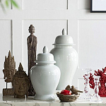 Ваза белая с крышкой однотонная Chinoiserie Ceramics варинант исполнения - 4 | Loft Concept в Рязани