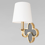 Бра с белым текстильным абажуром и фигурным основанием с зеркальной вставкой Vitorino варинант исполнения - 1 | Loft Concept в Рязани