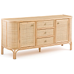 Длинный комод из ротанга с дверцами и ящиками Simone Rattan Chest of Drawers варинант исполнения - 2 | Loft Concept в Рязани