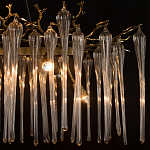 Люстра подвесная прямоугольная с бронзовыми акцентами и прозрачными стеклянными каплями Droplet Chandelier варинант исполнения - 6 | Loft Concept в Рязани