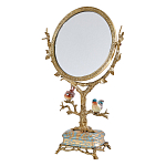 Зеркало с бронзовой подставкой в виде дерева и фарфоровыми птичками на голубом основании Eden Garden варинант исполнения - 1 | Loft Concept в Рязани