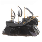 Часы настольные в виде парусника из натурального камня Обсидиан Sailboat Stone Clock варинант исполнения - 6 | Loft Concept в Рязани