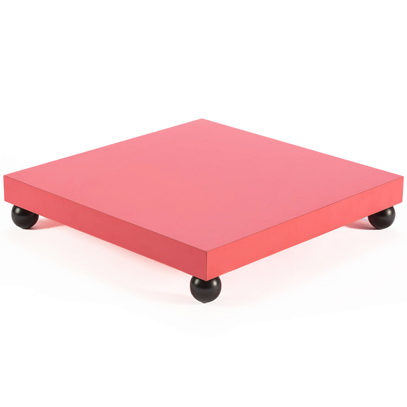 Дизайнерский кофейный стол на круглых ножках Poltronova T02 Pink Coffee Table Розовый Черный Дизайнерский кофейный стол на круглых ножках Poltronova T02 Pink Coffee Table Розовый Черный в Рязани | Loft Concept