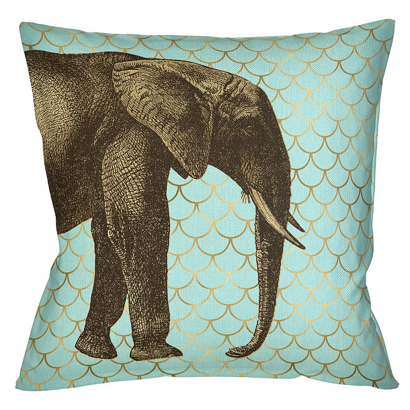 Подушка Safari light blue elephant Бирюзовый Глянцевое золото Подушка Safari light blue elephant Бирюзовый Глянцевое золото в Рязани | Loft Concept