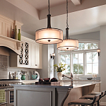 Люстра подвесная с двойным круглым плафоном из органзы и матового стекла Kichler варинант исполнения - 6 | Loft Concept в Рязани