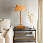 Настольная лампа со скошенным конусовидным абажуром и фигурной ножкой в цвете тик Accord Lighting варинант исполнения - 7 | Loft Concept в Рязани