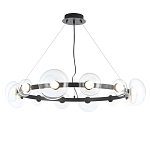 Люстра подвесная круглая с 12-ю прозрачными куполообразными плафонами и черным металлическим основанием Flos Wireline Lighting варинант исполнения - 1 | Loft Concept в Рязани