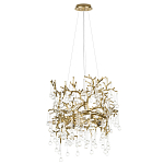 Подвесная люстра в виде ветвей деревьев золотого цвета с прозрачными подвесками-каплями 8 и 14 ламп Droplet Chandelier варинант исполнения - 2 | Loft Concept в Рязани