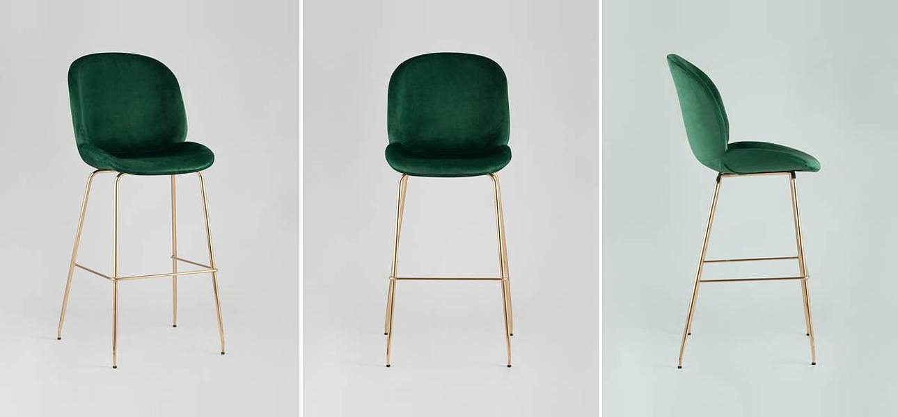 Барный Стул Зеленый Велюр Vendramin Chair Барный Стул Зеленый Велюр Vendramin Chair - Loft-Concept в Рязани