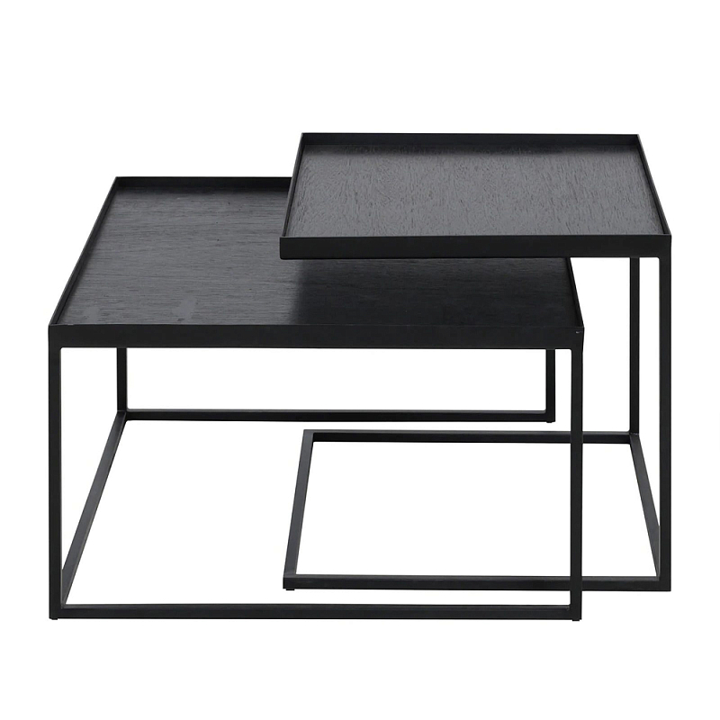 Комплект столиков с квадратными столешницами черные Black Table Combination Черный Комплект столиков с квадратными столешницами черные Black Table Combination Черный в Рязани | Loft Concept