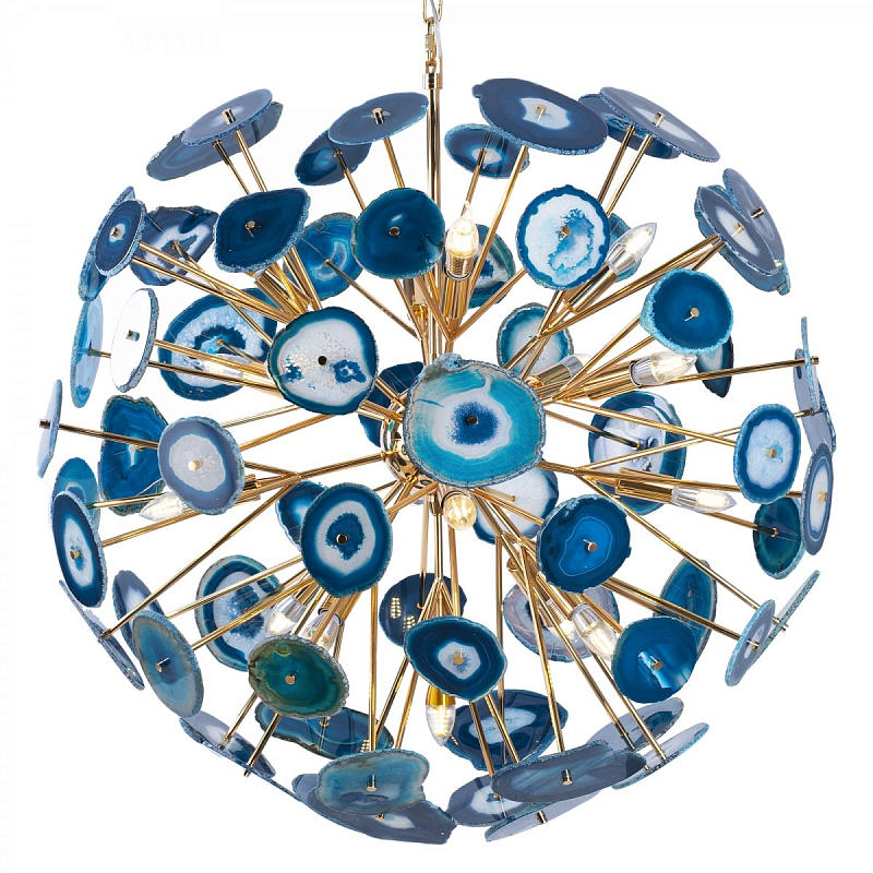 Люстра BRANQUINHO CHANDELIER AGATE blue Золотой Синий Люстра BRANQUINHO CHANDELIER AGATE blue Золотой Синий в Рязани | Loft Concept