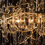 Подвесная люстра в виде ветвей деревьев золотого цвета с прозрачными подвесками-каплями 10 и 14 ламп Droplet Chandelier варинант исполнения - 6 | Loft Concept в Рязани